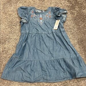 NWT: Wrangler Denim Blue Kids Dress with Embroidery